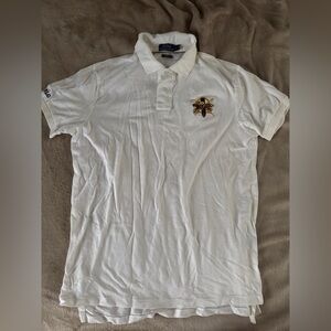 Ralph Lauren Polo Shirt Men's Large White Custom Fit Rugby Short Sleeve Size L